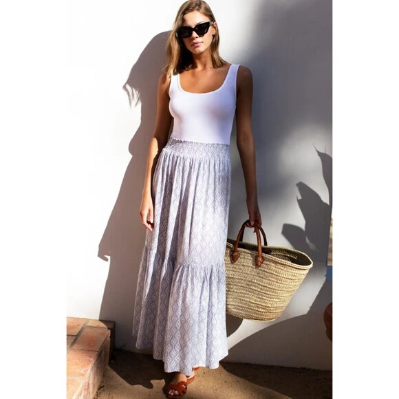 NWT Emerson Fry India Collection Shirred Maxi in Solstice Indigo Skirt XS/S,Specials : American Fashion Style Bags On Sale